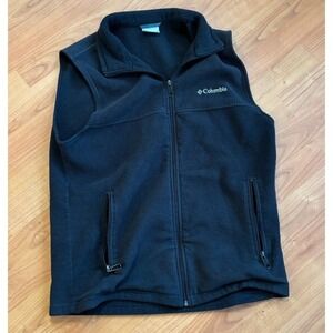 Columbia Black Fleece Vest Size M Full Zip Zip Pockets